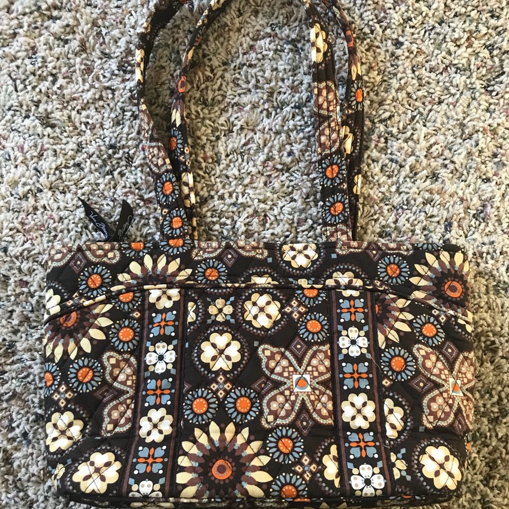 Vera Bradley Brown Orange Blue Hangbag Like New